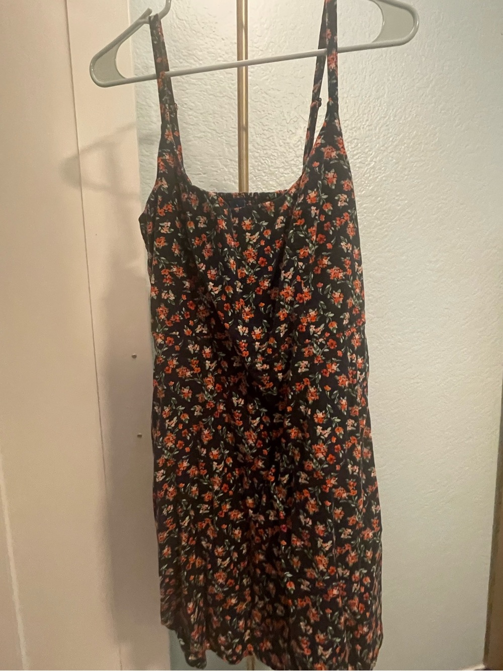 Old Navy Floral Slip Dress in Navy Blue with Orange Blooms